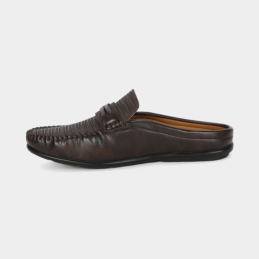 Men's Brown Slip-On Mule Sandals, भूरा, large