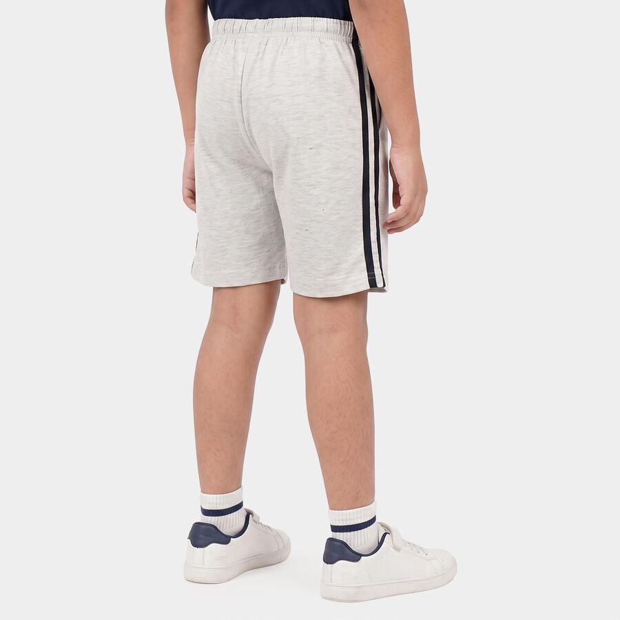 Boys Ecru Melange Regular Fit Athletic Bermuda Shorts, Ecru Melange, large