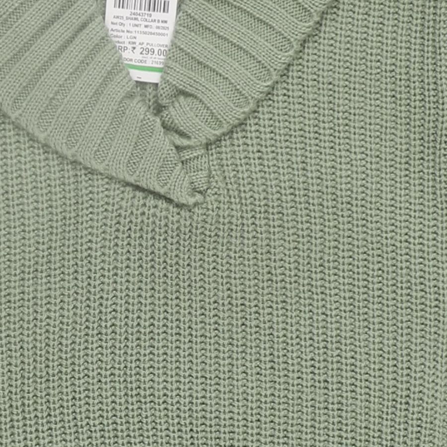 Infants Light Sage Green Shawl Collar Knit Pullover, हल्का हरा, large image number null