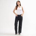 Ladies' 100% Cotton Jeans, काला, small image number null