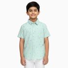 Boys Light Mint Green Cotton Half Sleeve Classic Casual Shirt, Light Green, small image number null