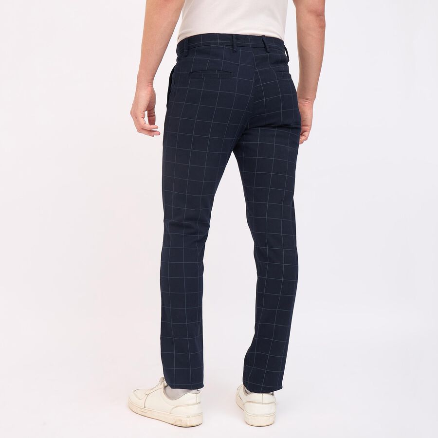 Men's Cross Pocket Slim Fit Casual Trousers, Navy Blue, large image number null