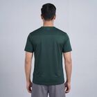 Men's Dark Green Round Neck Athleisure T-Shirt, Dark Green, small