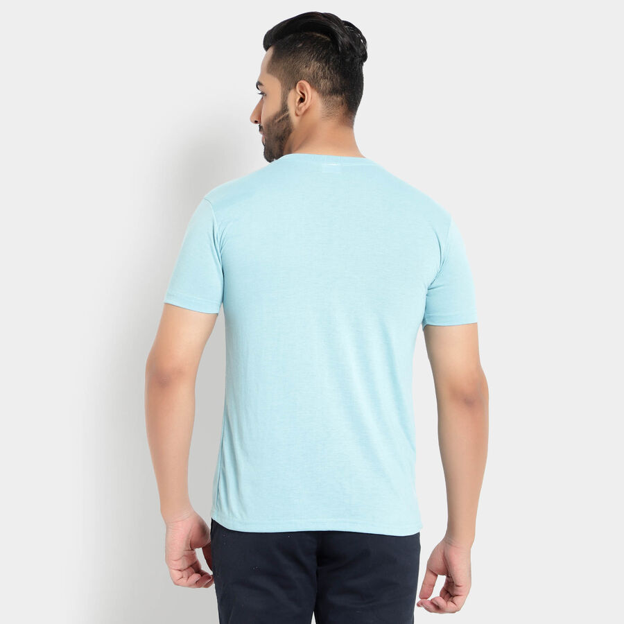 राउन्ड नेक टी-शर्ट, मिश्रित नीला, large image number null