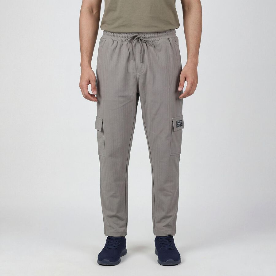 Men's Grey Tapered Cargo Jogger, Dark Grey, large