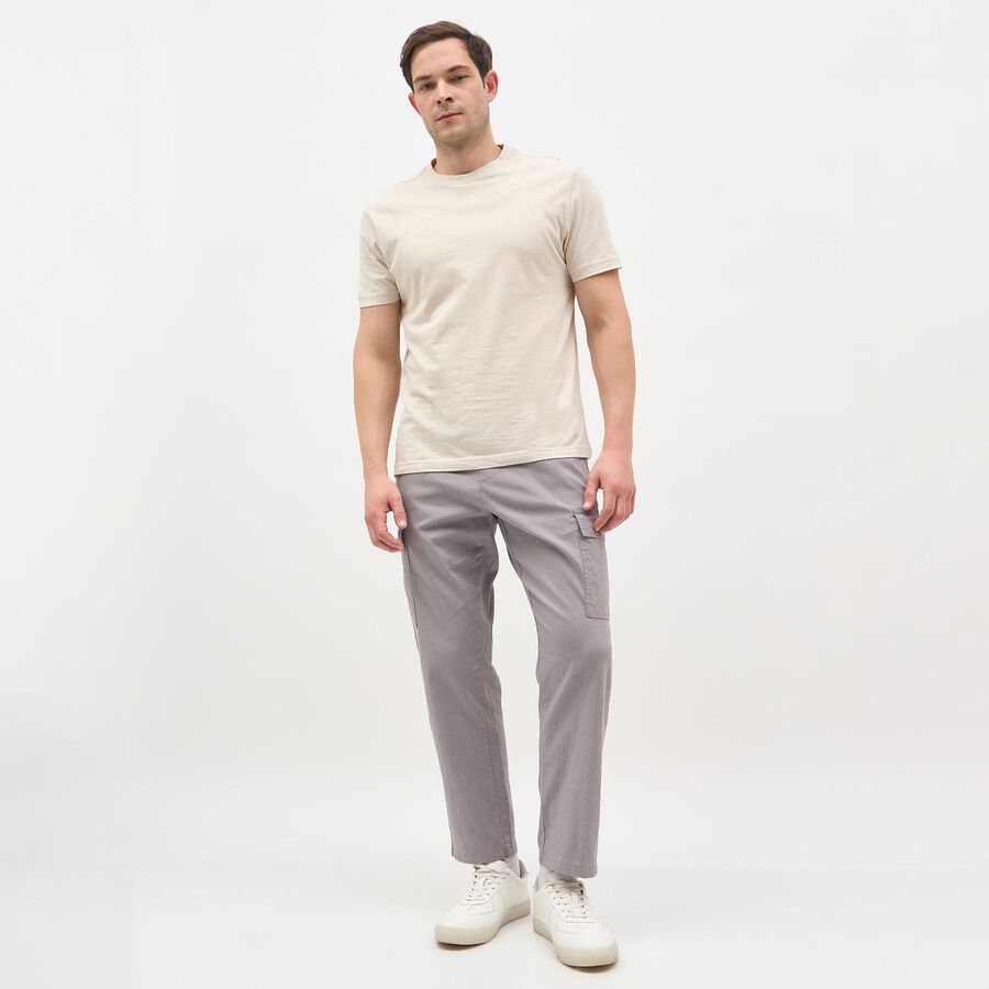Men's Light Grey Slim Fit Cargo Trousers, Light Grey, large