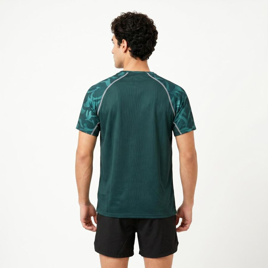 Men's Dark Green Round Neck Raglan Drifit T-Shirt, गहरा हरा, large