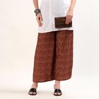 Women's Rust Flared Printed Elastic Waist Palazzos, रस्ट, small
