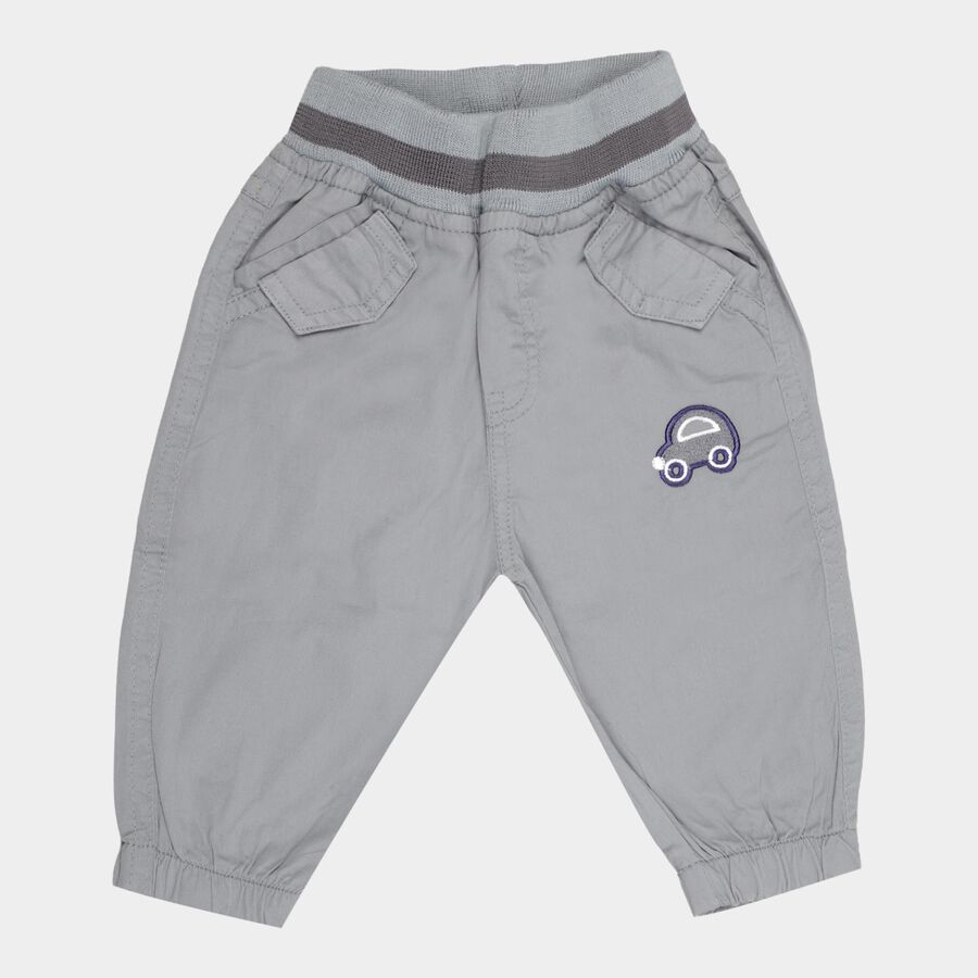 Infants Cotton Solid Trousers, Light Grey, large image number null