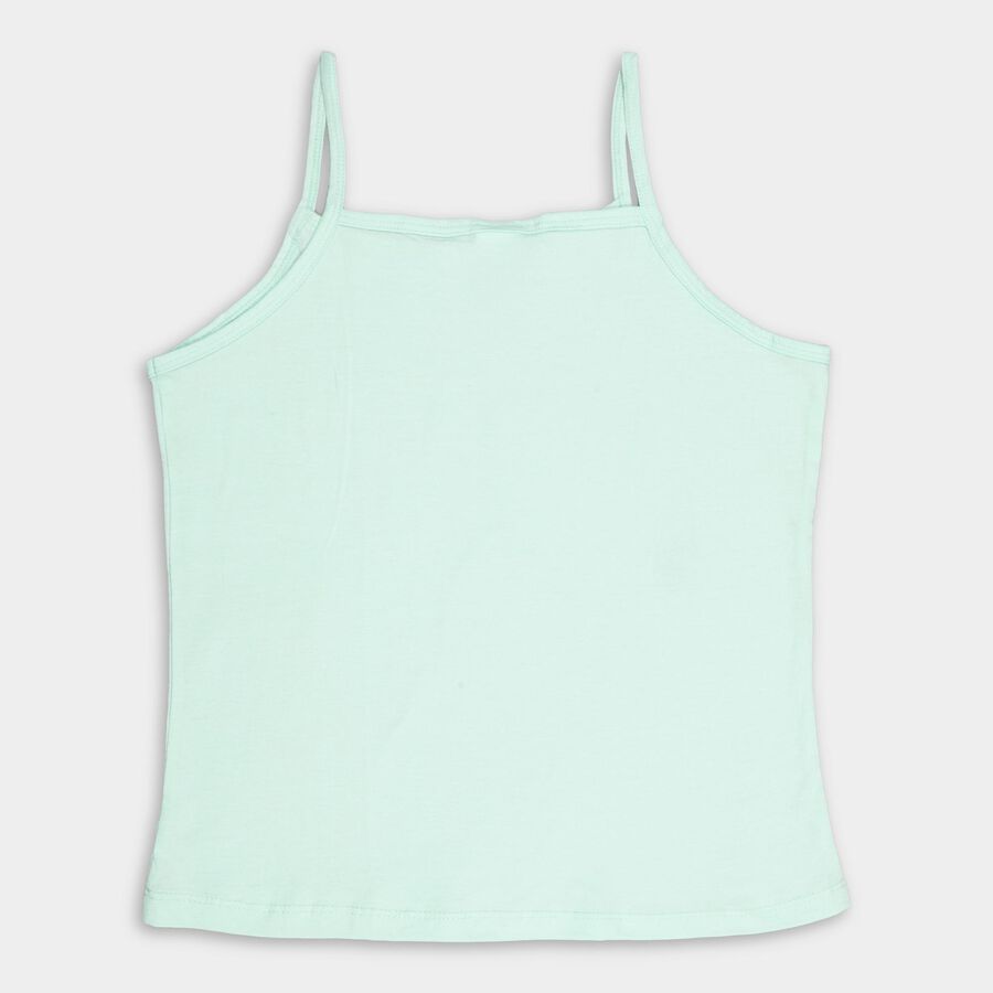 Girls' Bright Multicolor Cotton Spaghetti Neck Casual Vest, Light Green, large image number null