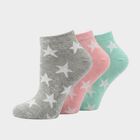 Women's Assorted Regular Fit Star Print Pack of 3 Socks, चुनिंदा, small