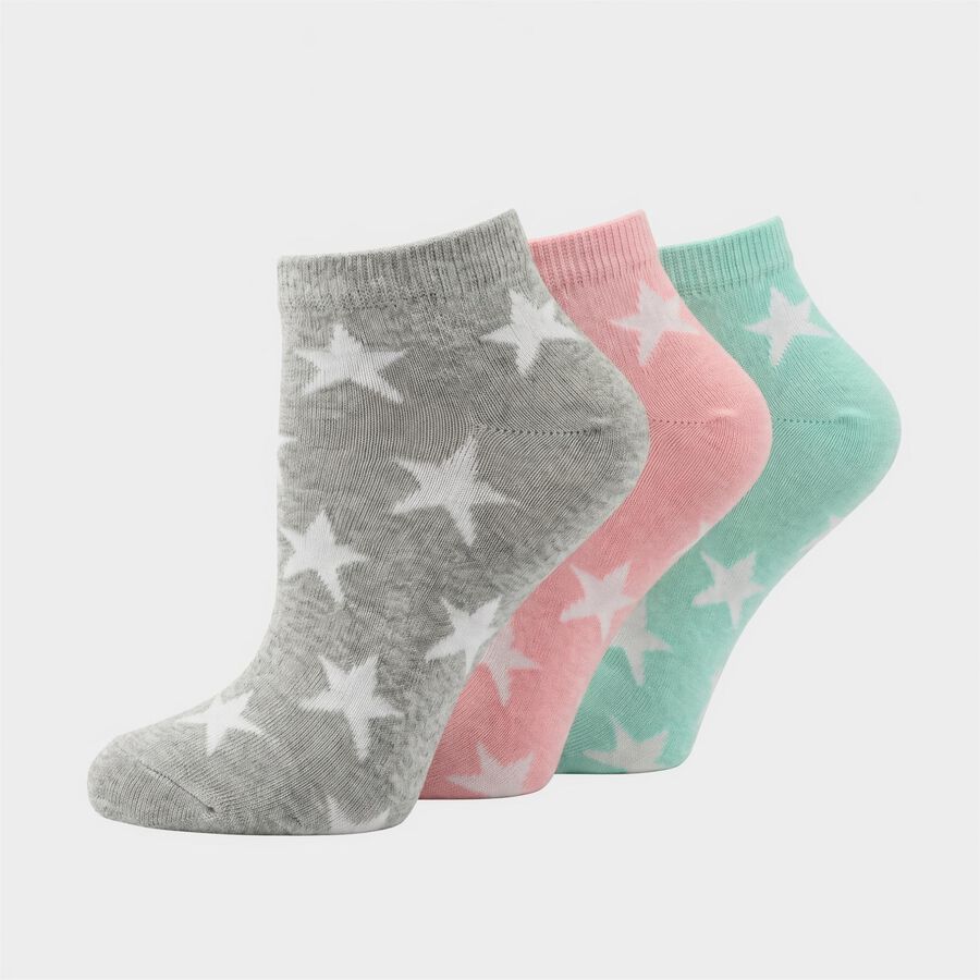 Women's Assorted Regular Fit Star Print Pack of 3 Socks, चुनिंदा, large