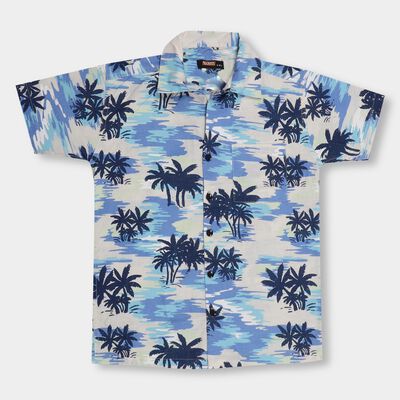Boys' Bright Sky Blue Cotton Regular Collar Casual Shirt