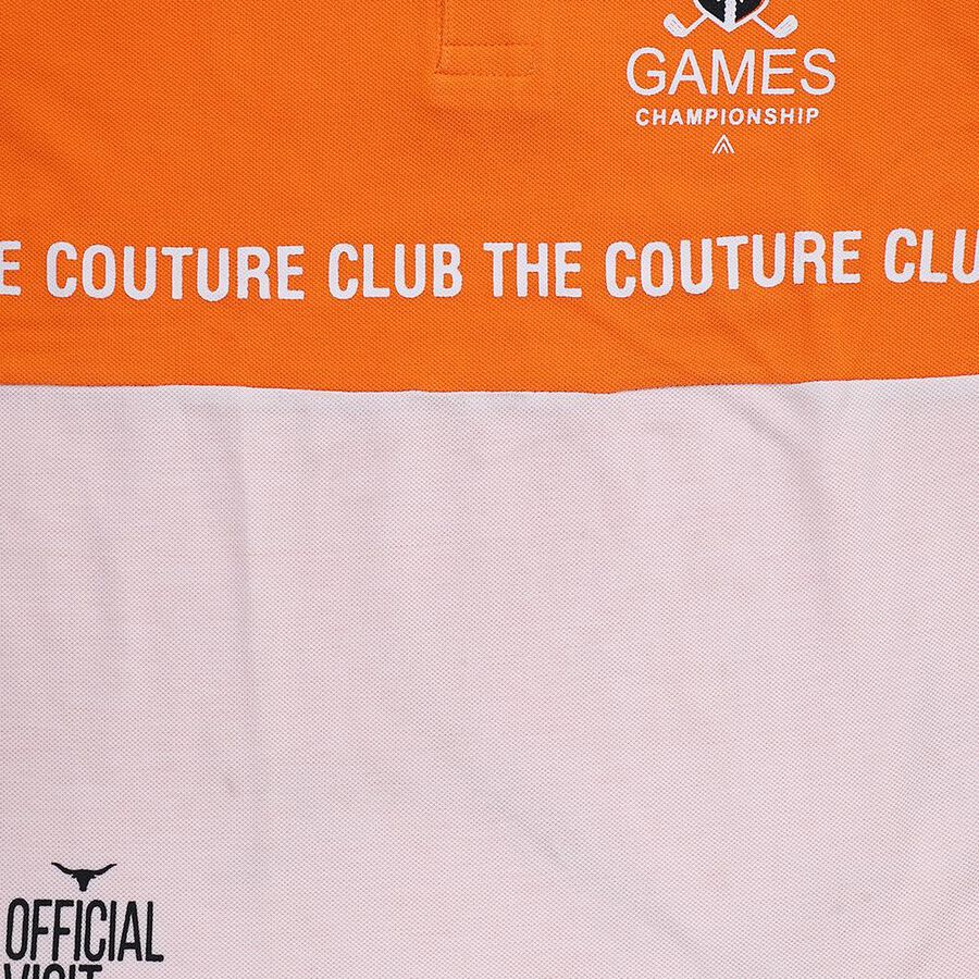 Boys' Bright Orange Cotton Polo Collar Preppy Boys T-Shirt, Orange, large