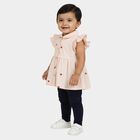 Infants' Light Pink Cotton Collar Neck Tunic Set Capri Set, हल्का गुलाबी, small