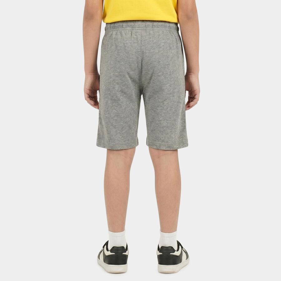 Boys Grey Relaxed Fit Graphic Print Bermuda Shorts, Melange Mid Grey, large
