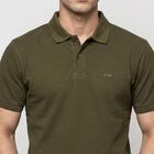 Men's Olive Green Polo Neck Polo T-Shirt, ओलिव, small