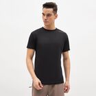 Men's Jet Black Crew Neck Athleisure T-Shirt, Black, small