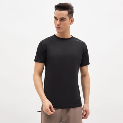 Men's Jet Black Crew Neck Athleisure T-Shirt