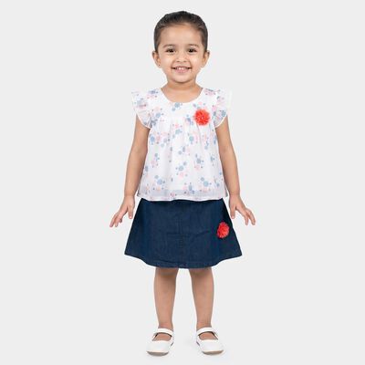 Girls Light Blue Round Neck Co-ord Set Upper and Bottom Set