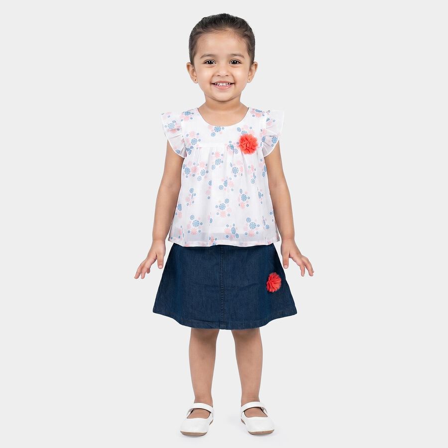 Girls Light Blue Round Neck Co-ord Set Upper and Bottom Set, हल्का नीला, large