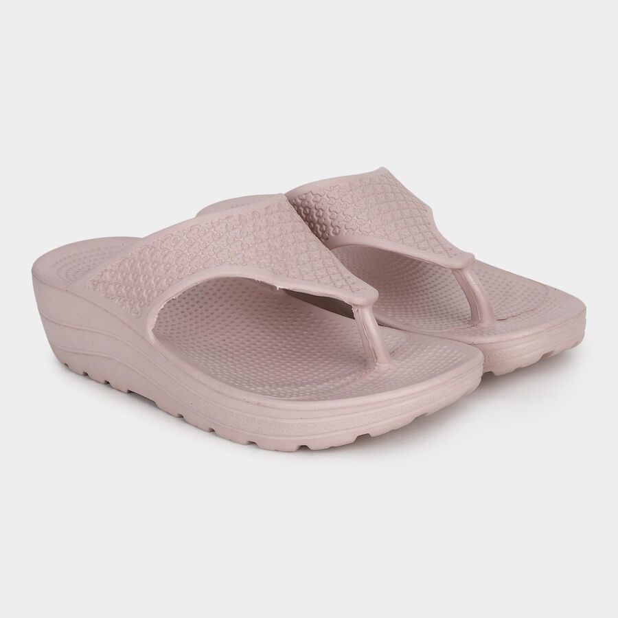 Women's Pink Wedge Slip-On Flip-Flops, Pink, large