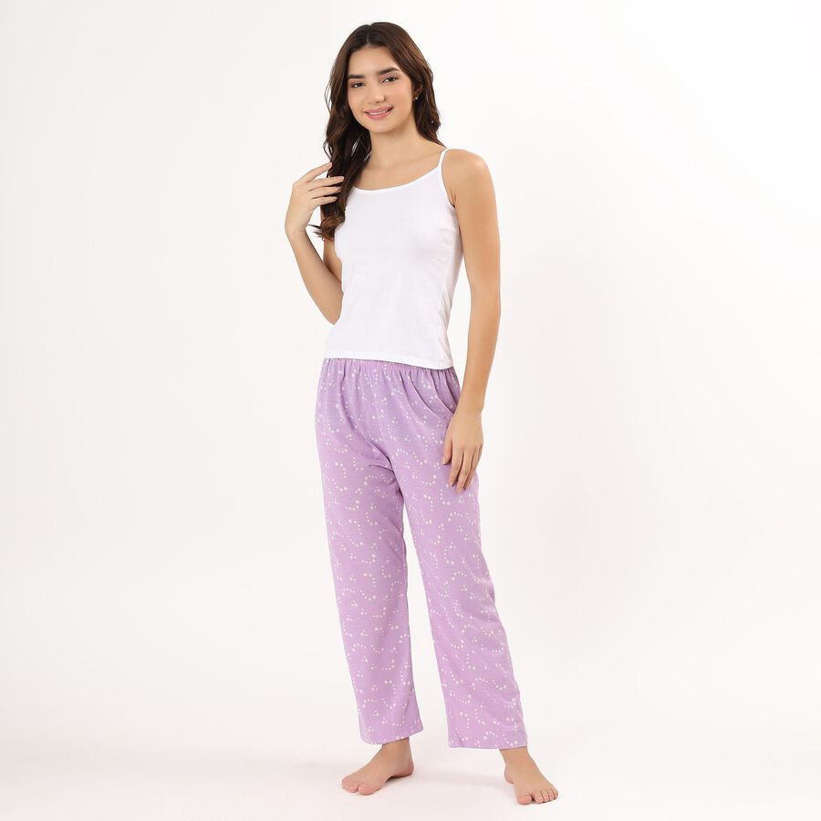 Women's Lavender Star Printed Full-Length Pyjama, Lilac, large image number null