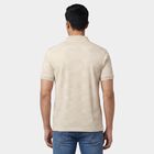 Men's Beige Cotton Polo Neck Solid Polo T-Shirt, गहरा पीला, small