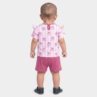 Infants Pink Cotton Round Neck Short Set Upper and Bottom Set, Light Pink, small