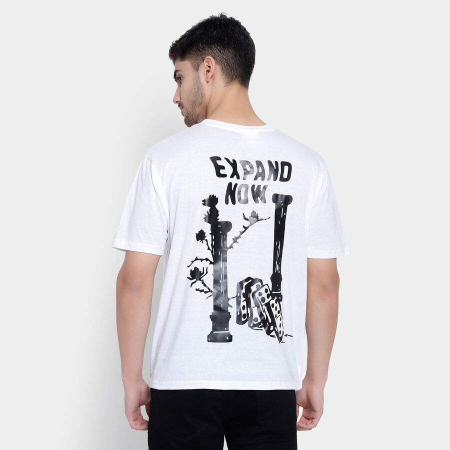 Cotton Round Neck T-Shirt, White, large image number null