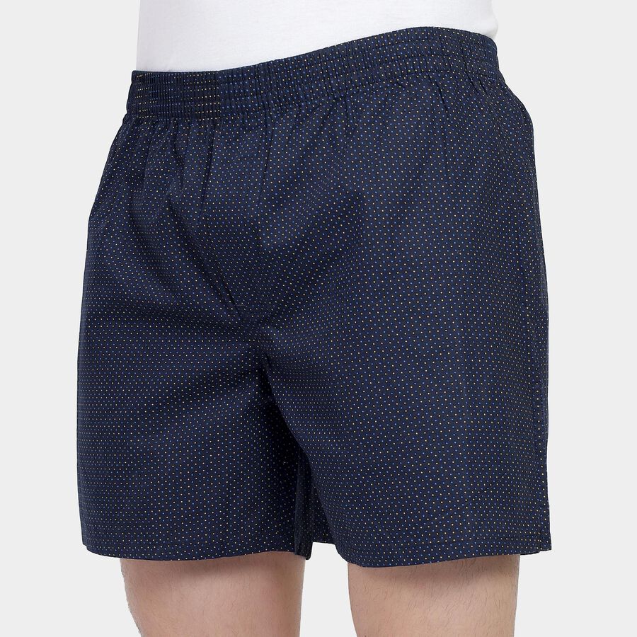 Men's 100% Cotton Boxers, Navy Blue, large image number null