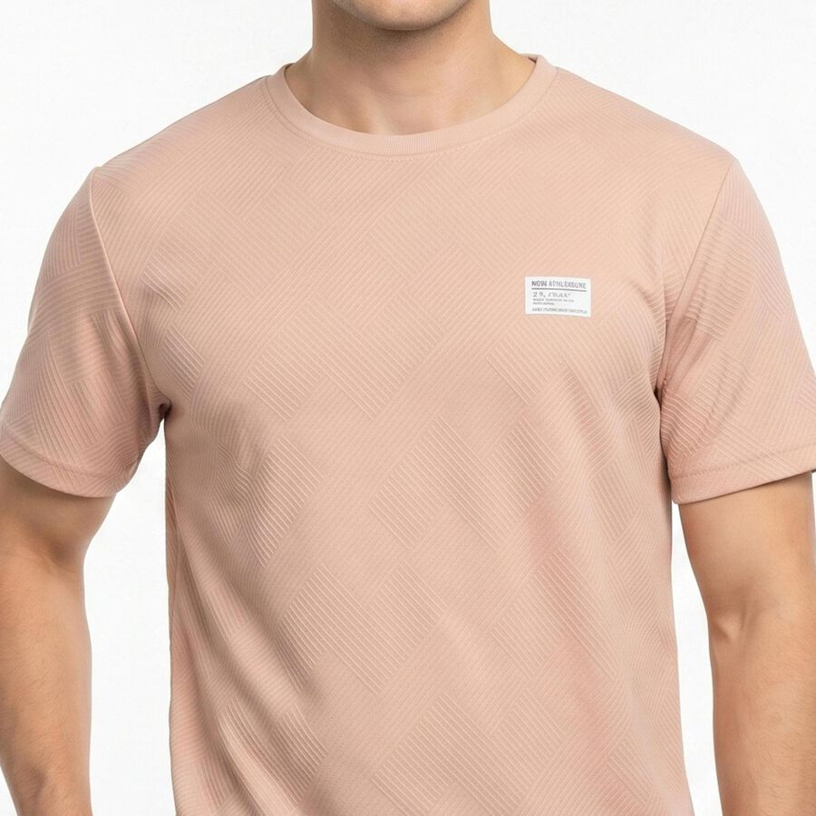 Men's Light Pink Round Neck Regular Drifit T-Shirt, हल्का गुलाबी, large