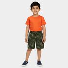 Boys' Olive Green Regular Fit Cargo Printed Bermuda Shorts, ओलिव, small