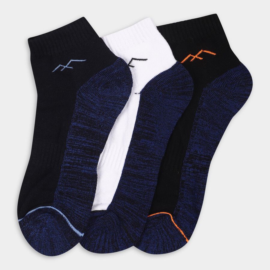 Men's Black and White Ankle Socks with Contrast Design, नेवी ब्लू, large image number null