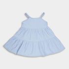 Girls' Light Powder Blue Braided Strap Tiered Frock, हल्का नीला, small image number null