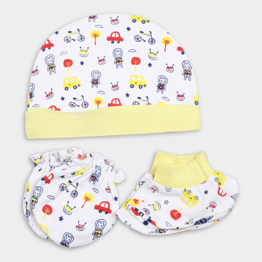 Infants' Cotton Gift Set (Cap, Mittens, Booties), White, large