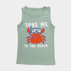 Boys' Light Mint Green Round Neck Sleeveless Graphic T-Shirt, Light Green, small