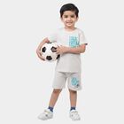 Boys Melange Light Grey Crew Neck Graphic Print Baba Suit, Melange Light Grey, small