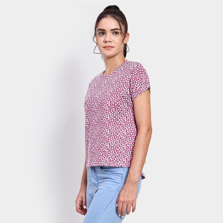 Ladies' Round Neck T-Shirt , बैंगनी, large image number null