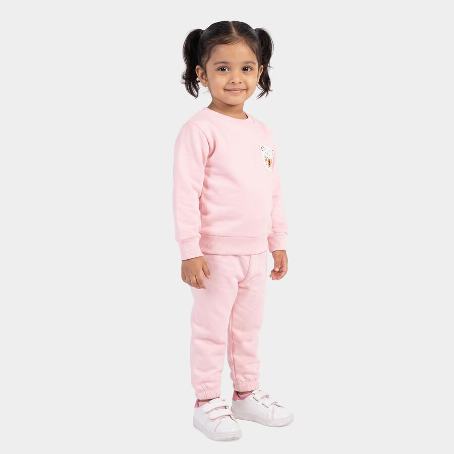 Girls Pink Round Neck Lounge Hipster Set, हल्का गुलाबी, large