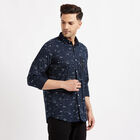 Cotton Printed Casual Shirt, Navy Blue, small image number null