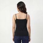 Women's Black Cotton Blend Scoop Neck Slip, काला, small