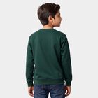 Boys' Green Crew Neck Graphic Print Sweatshirt, Dark Green, small