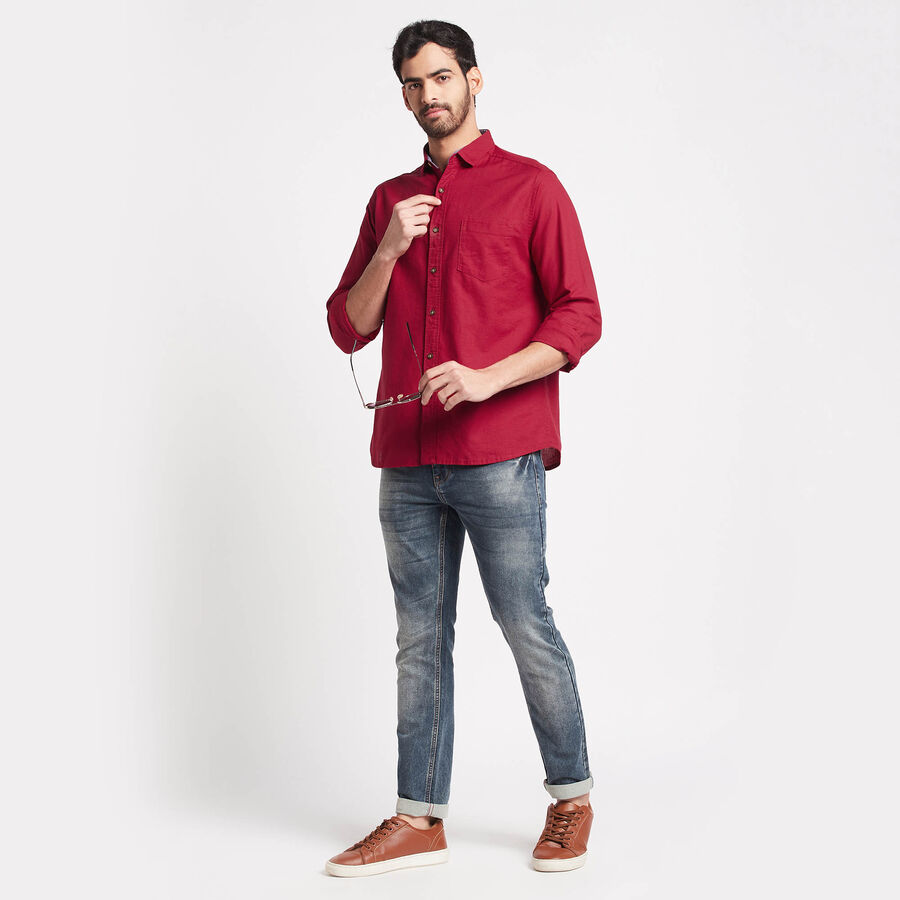 Cotton Solid Casual Shirt, Maroon, large image number null