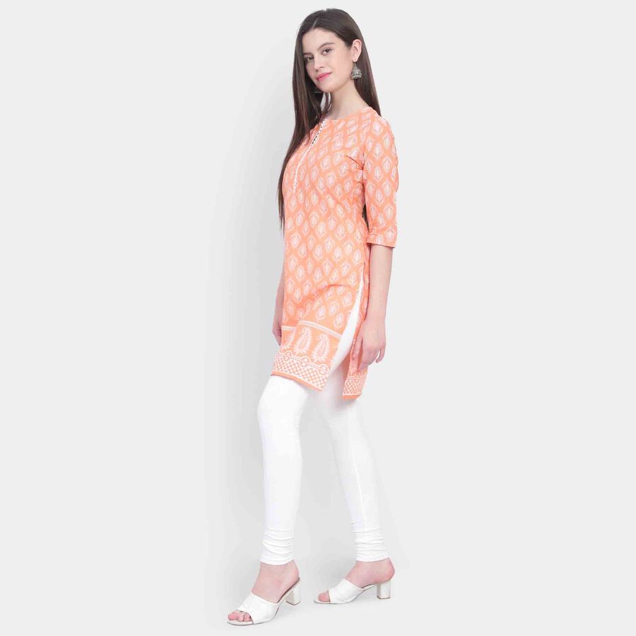 Printed 3/4th Sleeve Kurta, Peach, large image number null