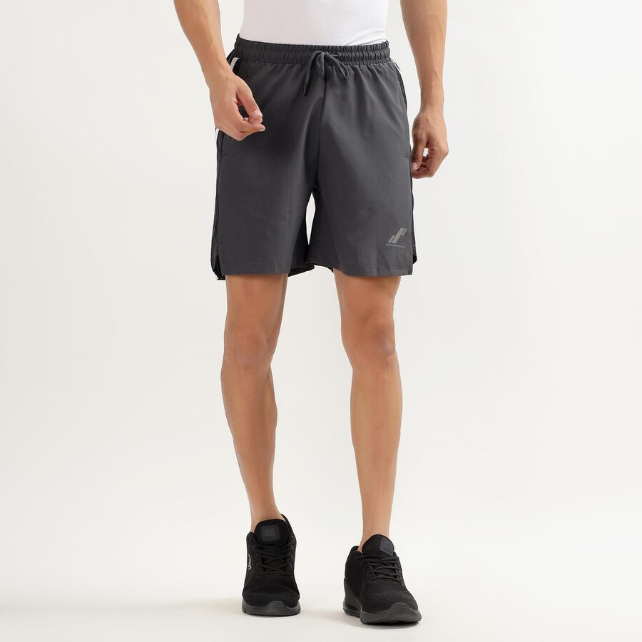 Men's Charcoal Grey Regular Fit Placement Printed Bermuda Shorts, Dark Grey, large image number null