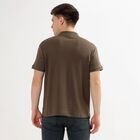 Men's Deep Brown Polo Neck T-Shirt, खाकी, small image number null