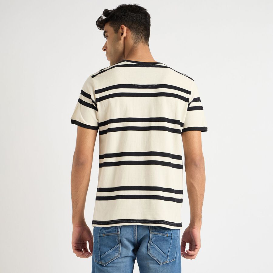 Men's 100% Cotton Round Neck Half Sleeves T-Shirt, White, large image number null