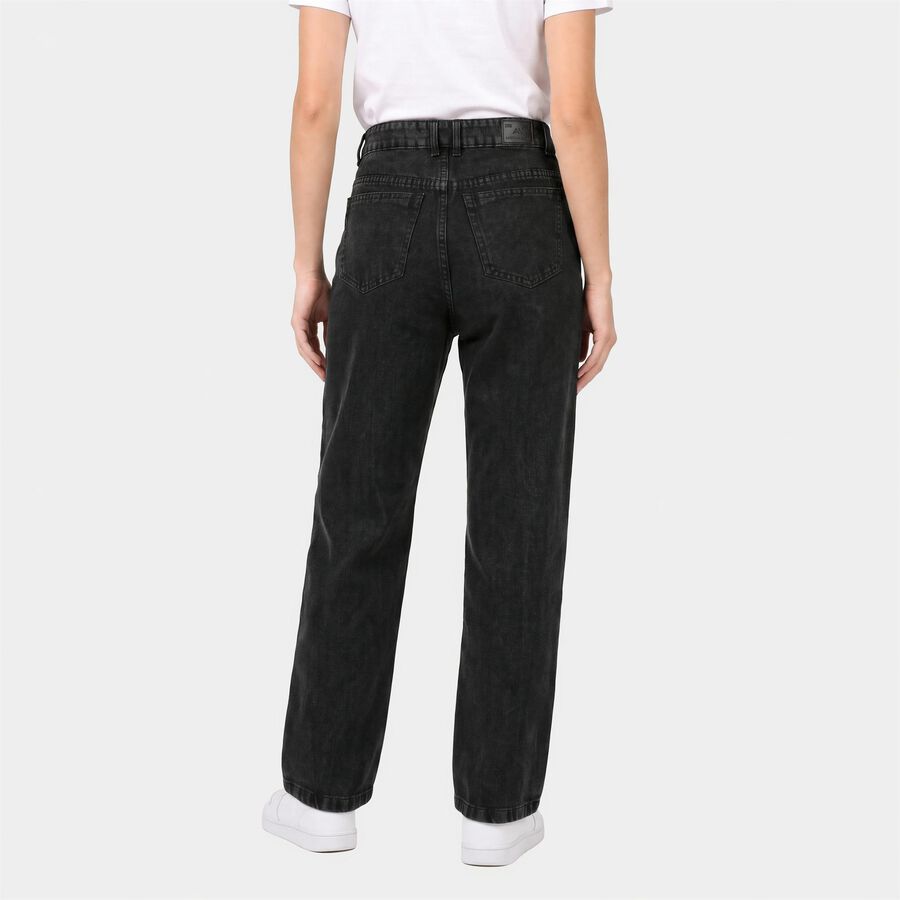 Women's Black Straight Fit Washed Jeans, Black, large