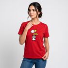 Women's Fuchsia Round Neck Graphic Print Regular T-Shirt, रानी (फ्यूशिया), small